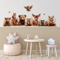 Behang bosdieren naturel met bedrukte lambrisering