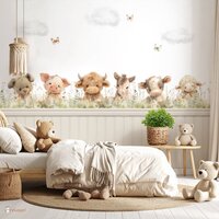 Behang Sweethearts boerderijdieren met bedrukte lambrisering