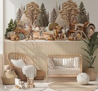 Behang Vintage Farm met bedrukte lambrisering