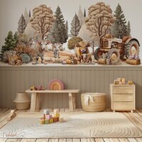 Behang Vintage Farm met bedrukte lambrisering