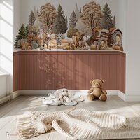 Behang Vintage Farm met bedrukte lambrisering