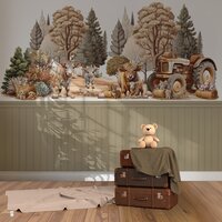 Behang sample Vintage Farm met bedrukte lambrisering