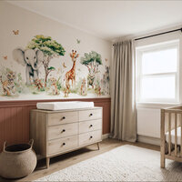 Behang Jungle fun met bedrukte lambrisering