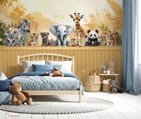 Behang sample Jungle Touch of gold "Together" met bedrukte lambrisering