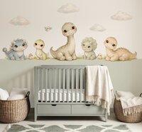 Behang Little Dino World met gekleurde onderzijde