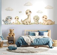 Naadloos fotobehang Little Dino World met gekleurde onderzijde