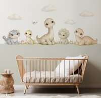 Naadloos fotobehang Little Dino World met gekleurde onderzijde