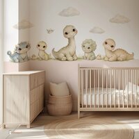 Behang sample Little Dino World met gekleurde onderzijde