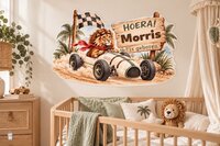 Geboortebord Racing World Jungle | leeuw |