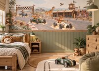 Behang  Jungle Grand Prix |  Groene lambrisering