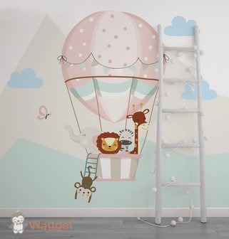 jungle luchtballon behang baby en kinderkamer