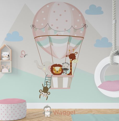 jungle luchtballon behang baby en kinderkamer