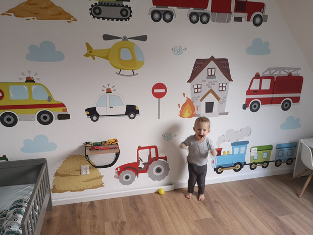 stoere voertuigen behang baby en kinderkamer