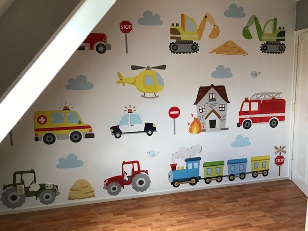 stoere voertuigen behang baby en kinderkamer