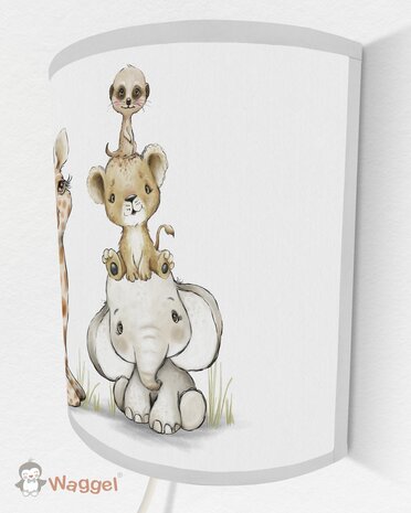 Wandlamp jungle cuties giraf/olifant