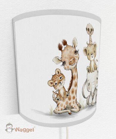 Wandlamp jungle cuties giraf/olifant