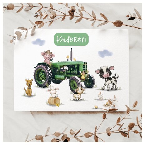 Kadobon boerderijdieren tractor