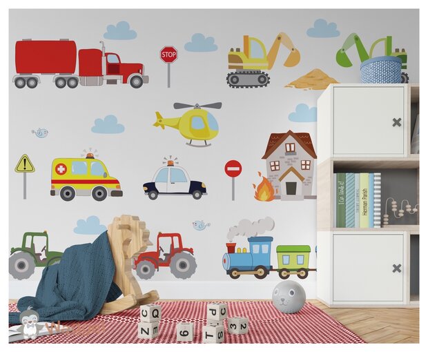 stoere voertuigen behang baby en kinderkamer