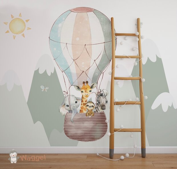 Behang jungle luchtballon