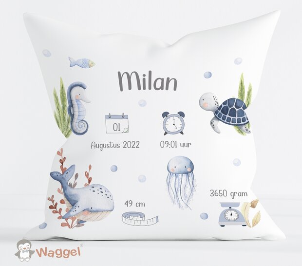 onderwaterwereld geboortekussen