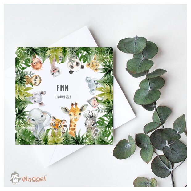 jungle geboortekaartje