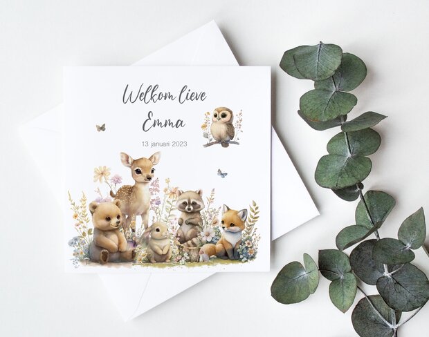 bosdieren geboortekaartje