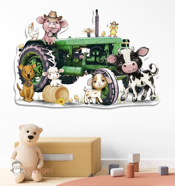groene tractor muurdecoratie