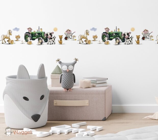 tractor groen behangrand