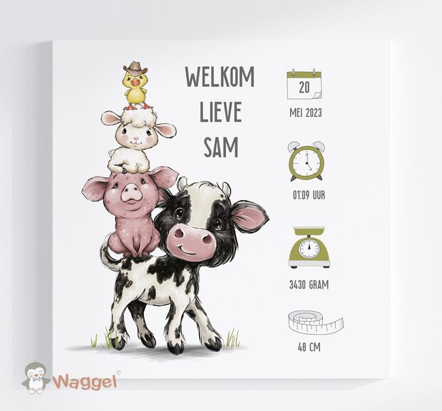 boerderijdieren geboorteschilderij