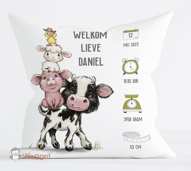 boerderijdieren geboortekussen