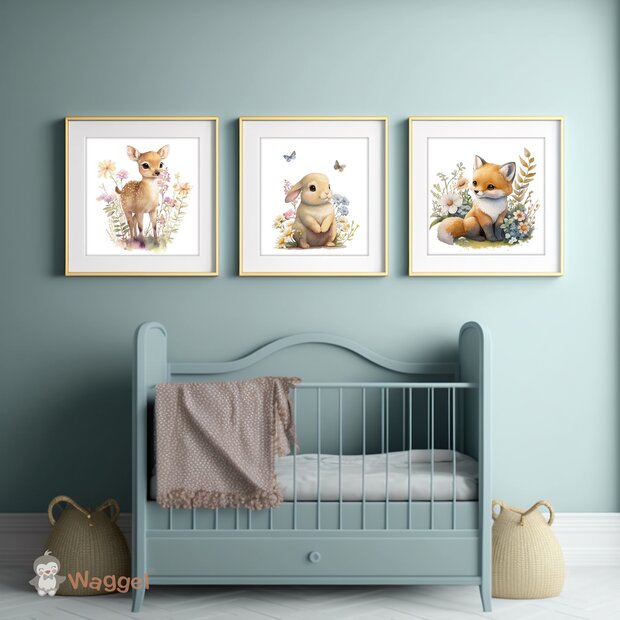 bosdieren poster set van 3