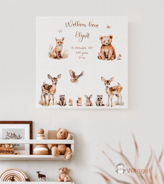 bosdieren geboorteschilderij