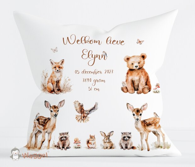 bosdieren geboortekussen