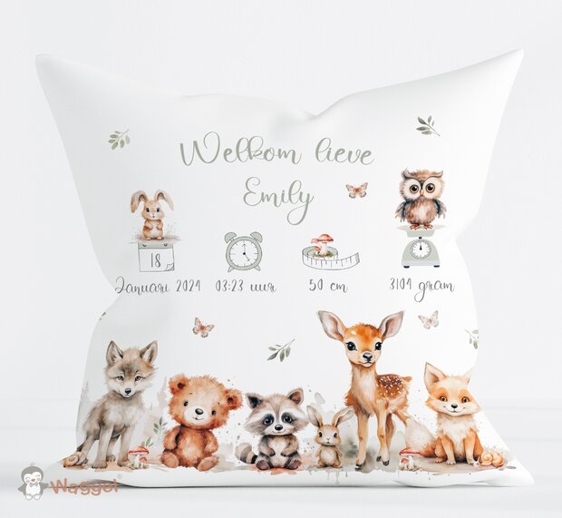 bosdieren geboortekussen