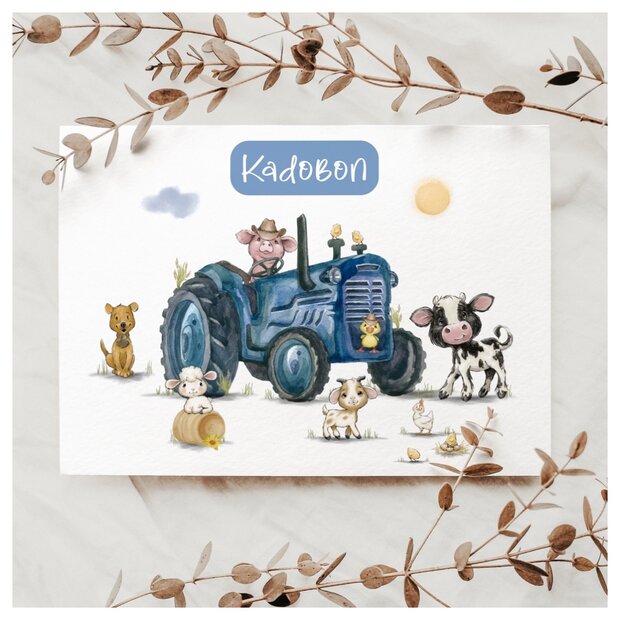 tractor blauw kadobon