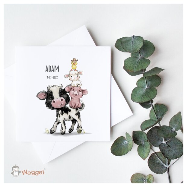 boerderijdieren geboortekaartje