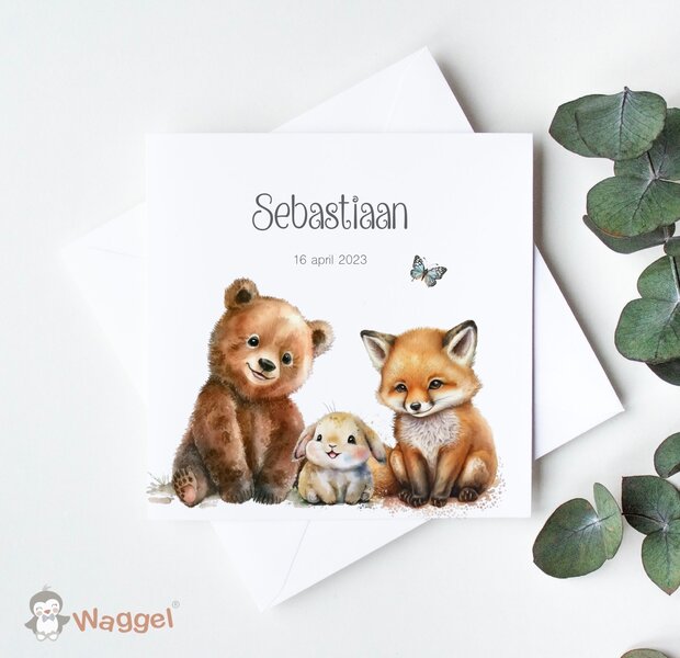 bosdieren geboortekaartje