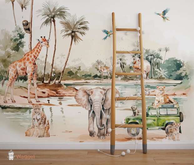 Behang Tropical jungle waterside