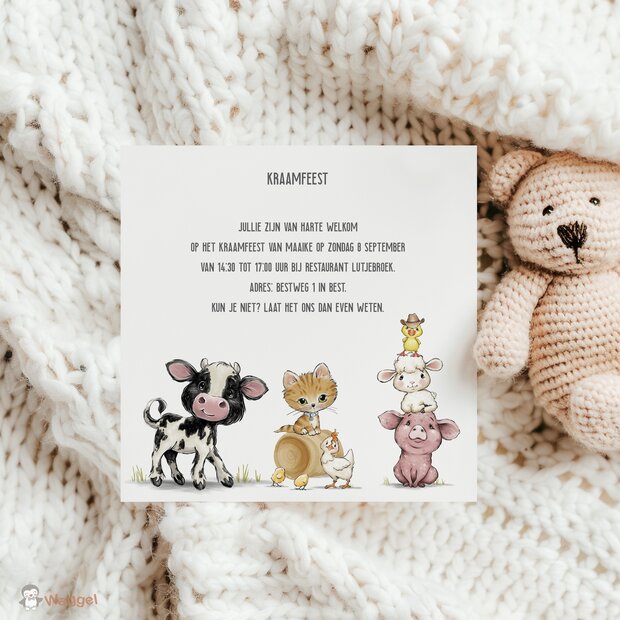 Kraamborrelkaart boerderijdieren