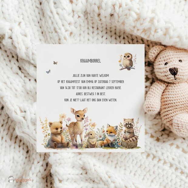 kraamborrel bosdieren kaartje