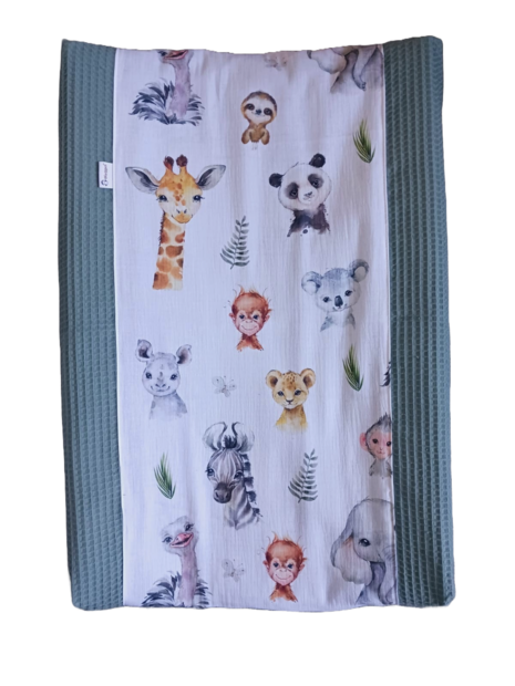 Aankleedkussenhoes verticaal jungle wit