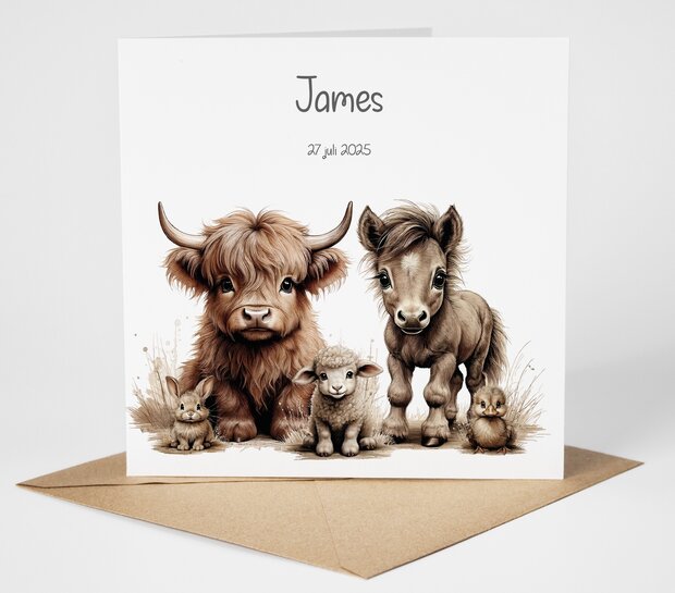 boerderijdieren geboortekaartje