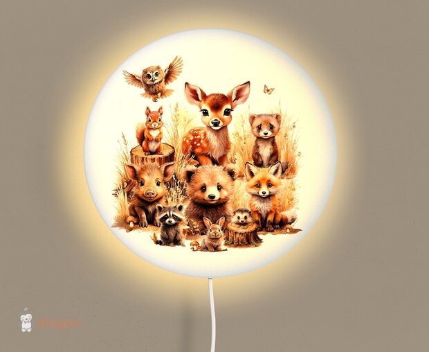 bosdieren wandlamp rond 30 cm