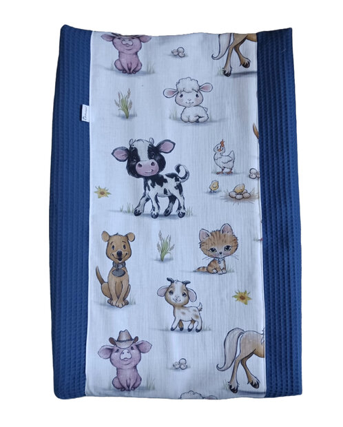 Aankleedkussenhoes verticaal boerderijdieren wit