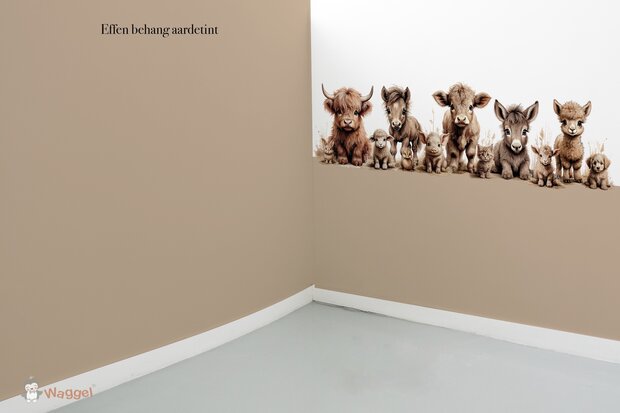 Behang effen op rol bijpassend bij Boerderijdieren naturel gekleurde onderzijde