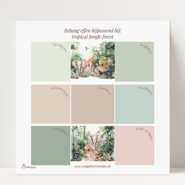 Behang sample effen bijpassend bij Tropical jungle forest