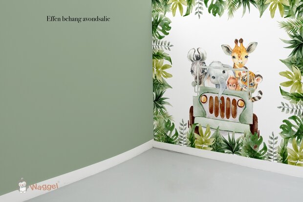 Behang effen op rol bijpassend bij jungle