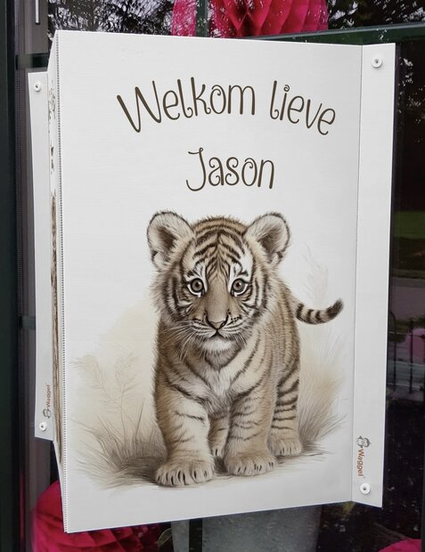 Geboortebord raam Jungle naturel tijgertje