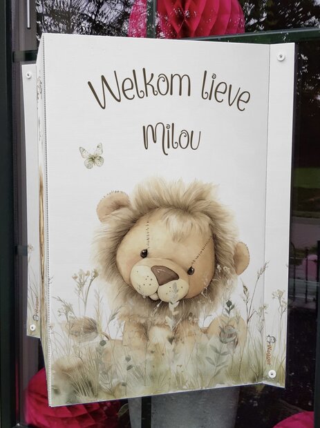 Geboortebord raam Sweethearts leeuwtje