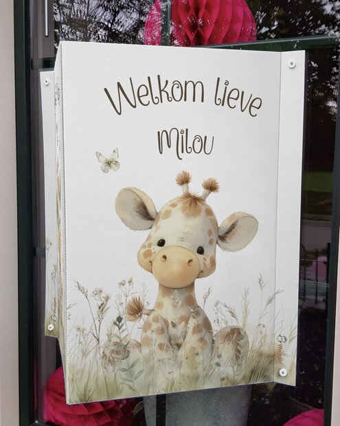 Geboortebord raam Sweethearts giraf